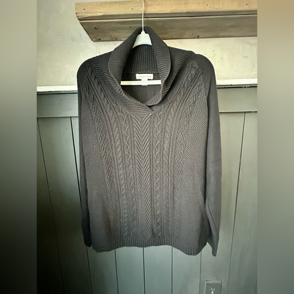 Coldwater Creek Women Black Knit Pullover Chunky Sweater Size XL 16